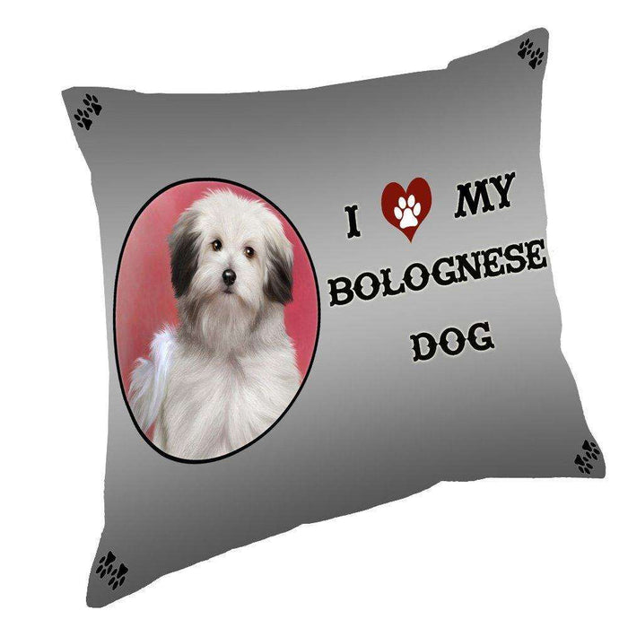 I Love My Bolognese Dog Throw Pillow