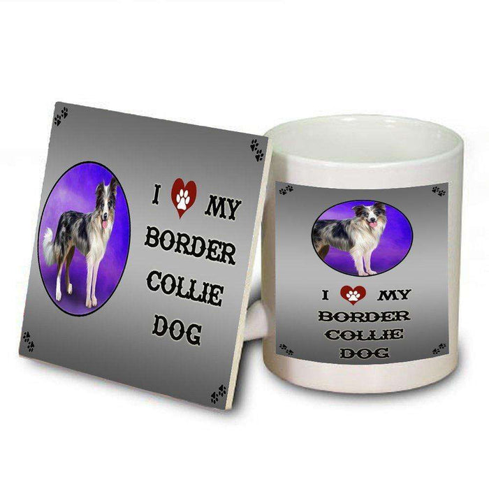I Love My Border Collie Blue Merle Dog Mug and Coaster Set