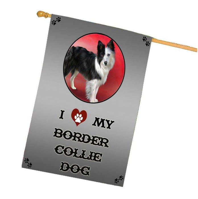 I Love My Border Collie Dog House Flag