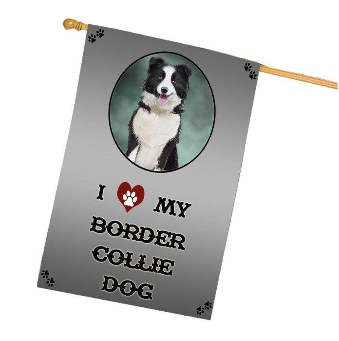 I Love My Border Collie Dog House Flag