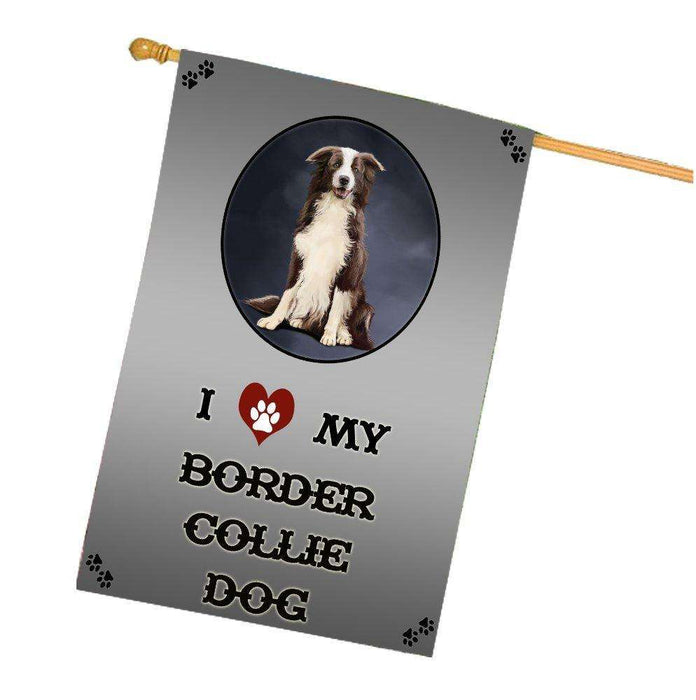 I Love My Border Collie Dog House Flag