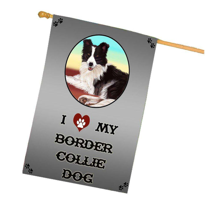 I Love My Border Collie Dog House Flag