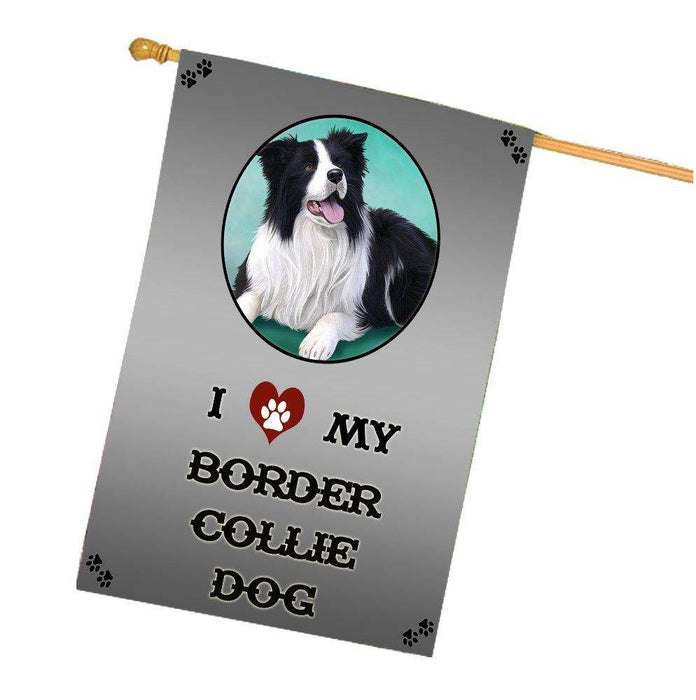 I Love My Border Collie Dog House Flag