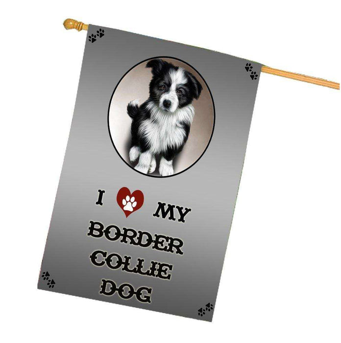 I Love My Border Collie Dog House Flag