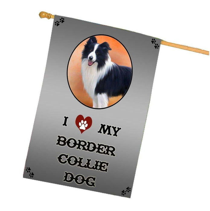 I Love My Border Collie Dog House Flag