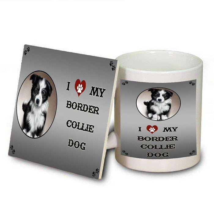 I Love My Border Collie Dog Mug and Coaster Set