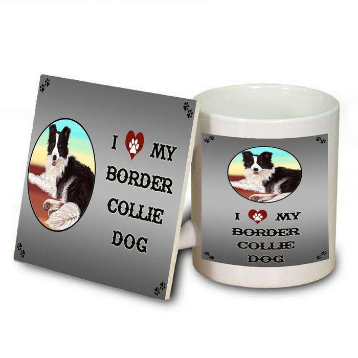 I Love My Border Collie Dog Mug and Coaster Set