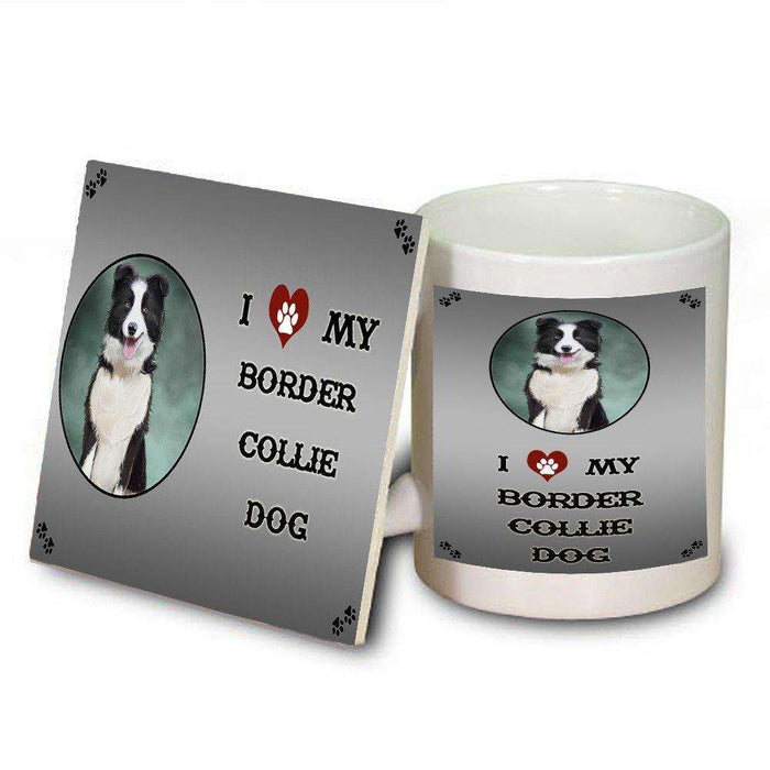 I Love My Border Collie Dog Mug and Coaster Set