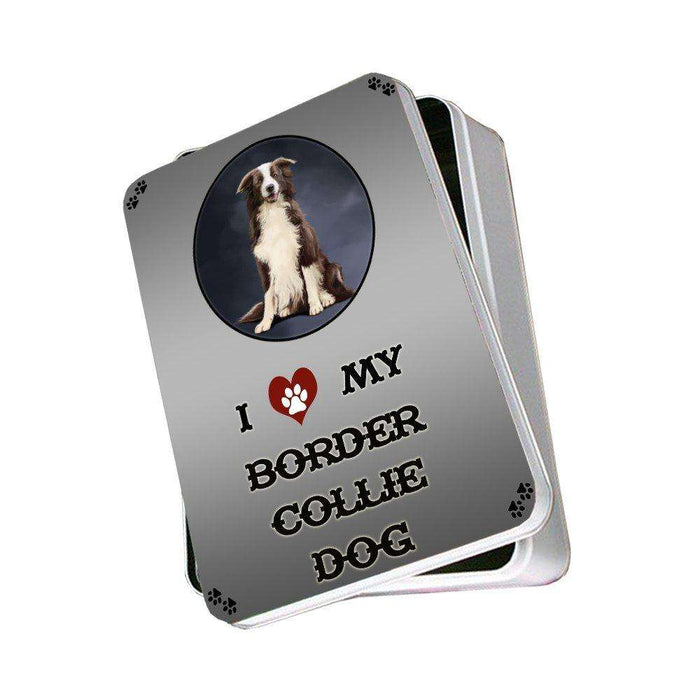 I Love My Border Collie Dog Photo Storage Tin