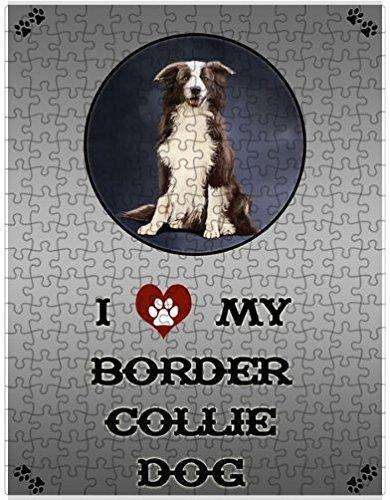 I Love My Border Collie Dog Puzzle with Photo Tin