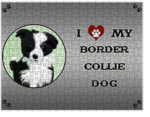 I Love My Border Collie Dog Puzzle with Photo Tin