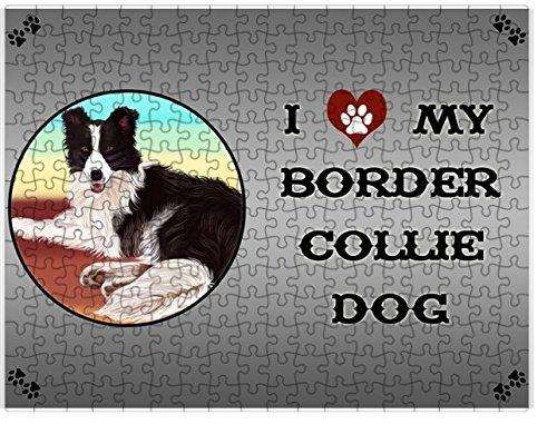 I Love My Border Collie Dog Puzzle with Photo Tin