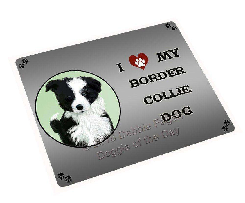 I Love My Border Collie Dog Tempered Cutting Board