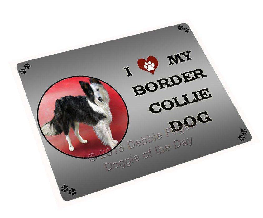 I Love My Border Collie Dog Tempered Cutting Board