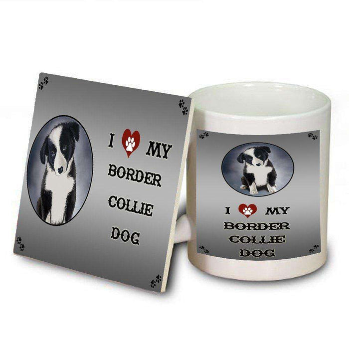 I Love My Border Collie Puppy Dog Mug and Coaster Set