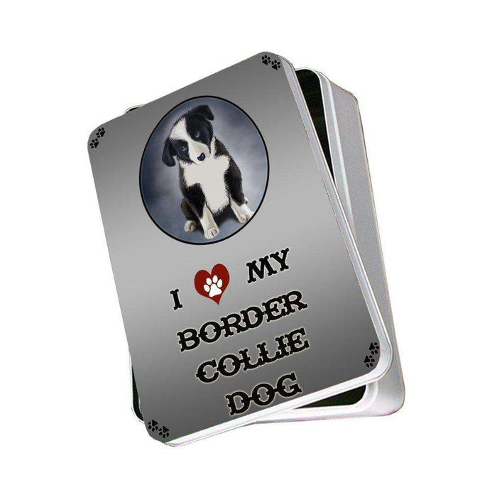 I Love My Border Collie Puppy Dog Photo Storage Tin