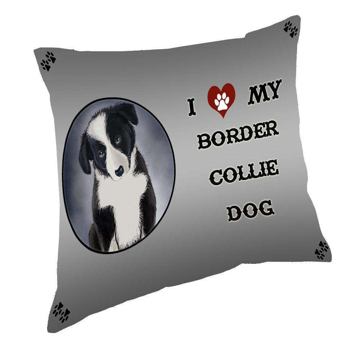 I Love My Border Collie Puppy Dog Throw Pillow