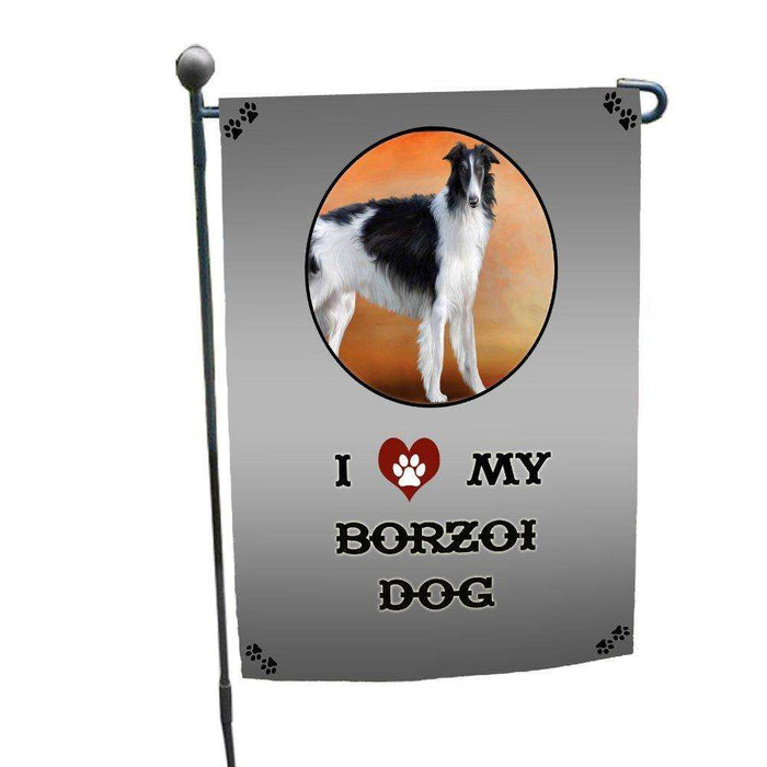 I Love My Borzoi Dog Garden Flag