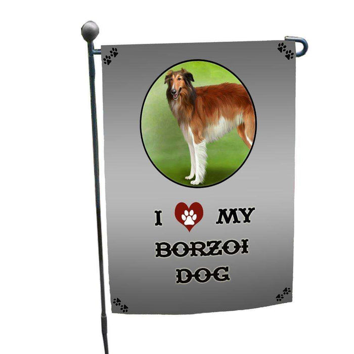 I Love My Borzoi Dog Garden Flag