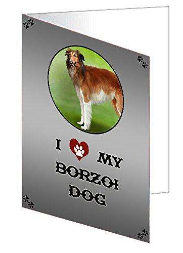 I Love My Borzoi Dog Handmade Artwork Assorted Pets Greeting Cards and Note Cards with Envelopes for All Occasions and Holiday Seasons