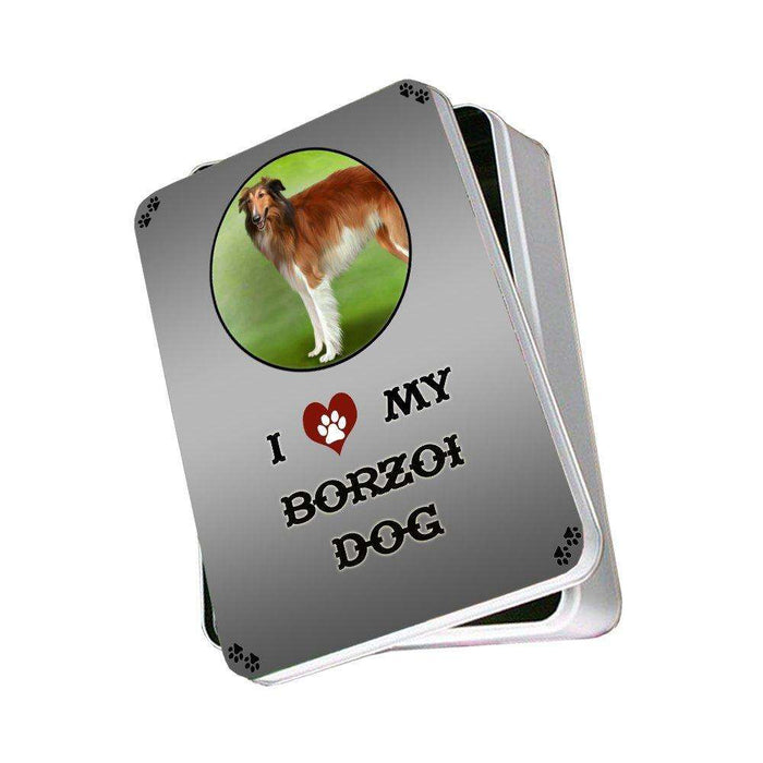 I Love My Borzoi Dog Photo Storage Tin