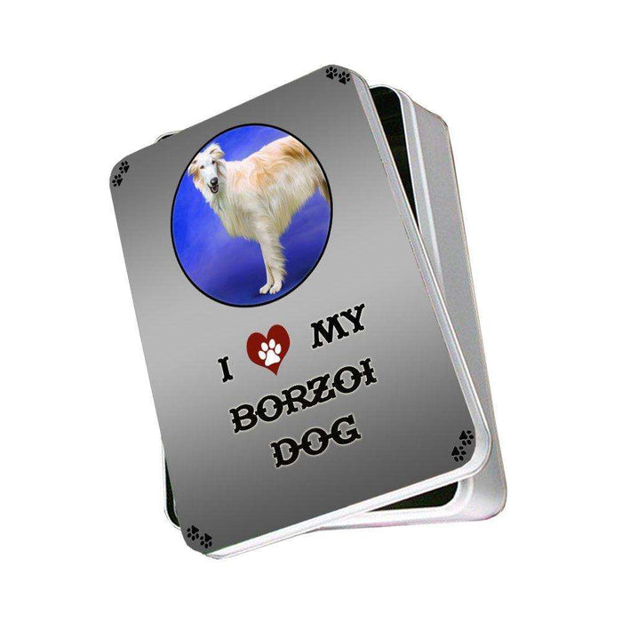 I Love My Borzoi Dog Photo Storage Tin