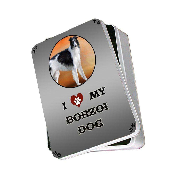 I Love My Borzoi Dog Photo Storage Tin
