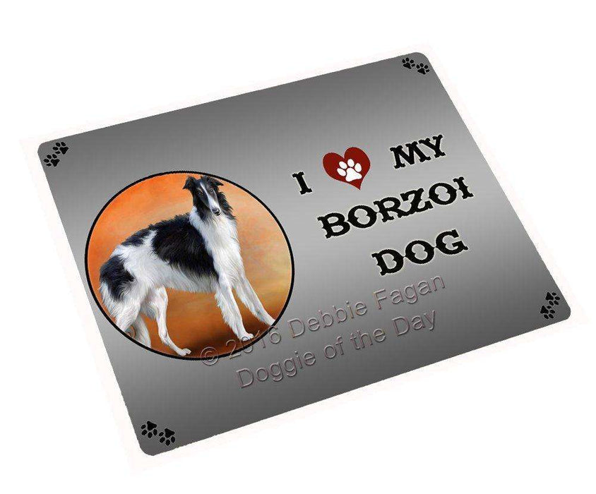 I Love My Borzoi Dog Tempered Cutting Board