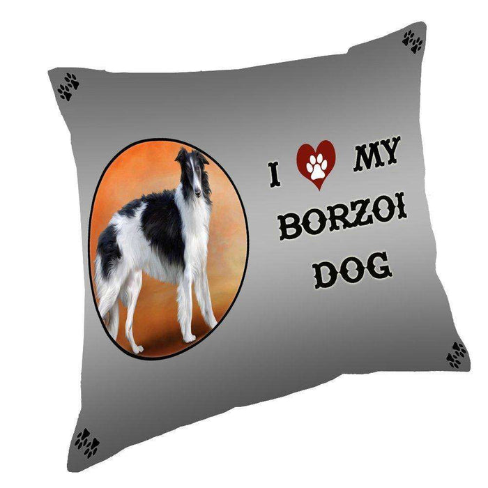 I Love My Borzoi Dog Throw Pillow