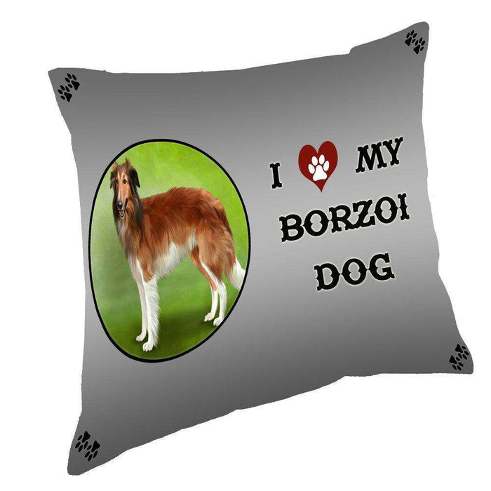 I Love My Borzoi Dog Throw Pillow