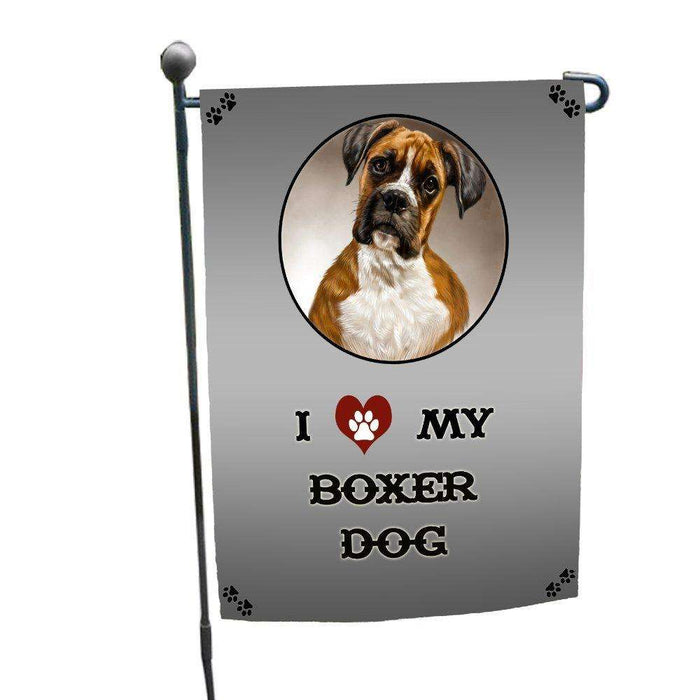 I Love My Boxer Dog Garden Flag