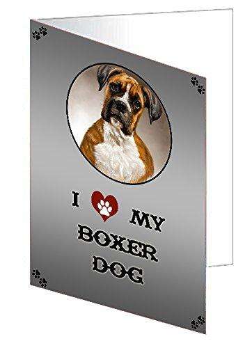 I Love My Boxer Dog Handmade Artwork Assorted Pets Greeting Cards and Note Cards with Envelopes for All Occasions and Holiday Seasons