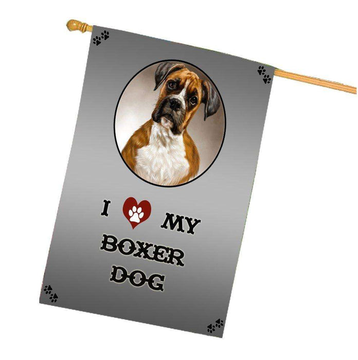 I Love My Boxer Dog House Flag
