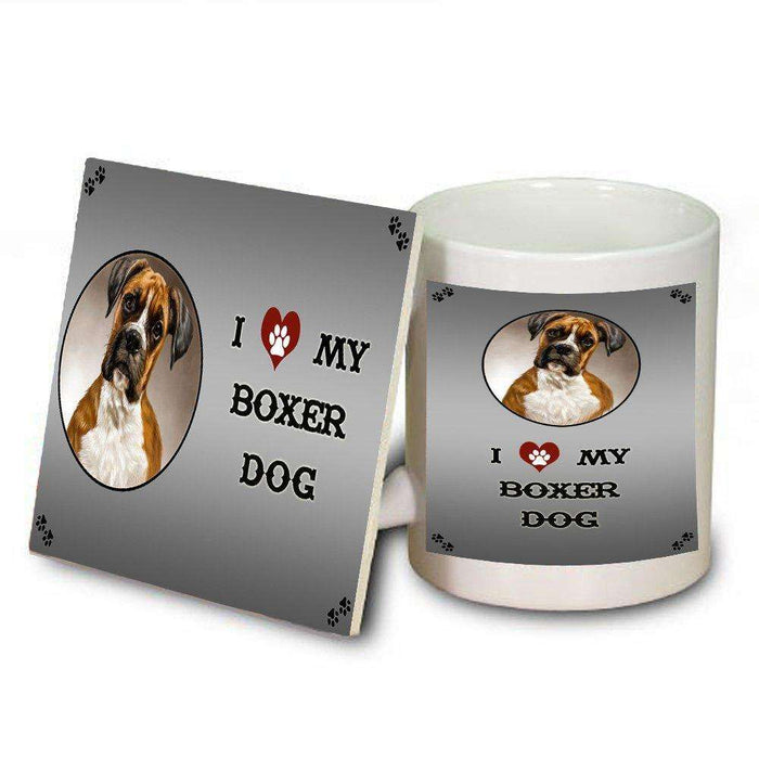 I Love My Boxer Dog Mug and Coaster Set