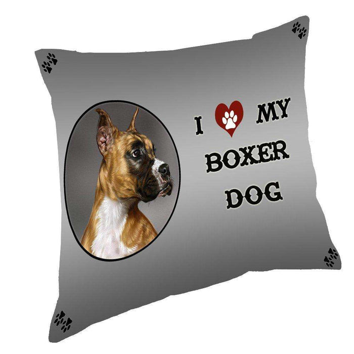I Love My Boxer Dog Throw Pillow