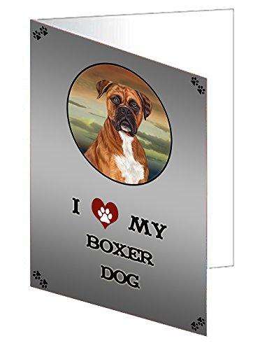 I Love My Boxers Dog Handmade Artwork Assorted Pets Greeting Cards and Note Cards with Envelopes for All Occasions and Holiday Seasons