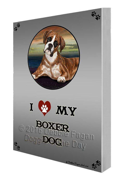 I Love My Boxers Dog Painting Printed on Canvas Wall Art