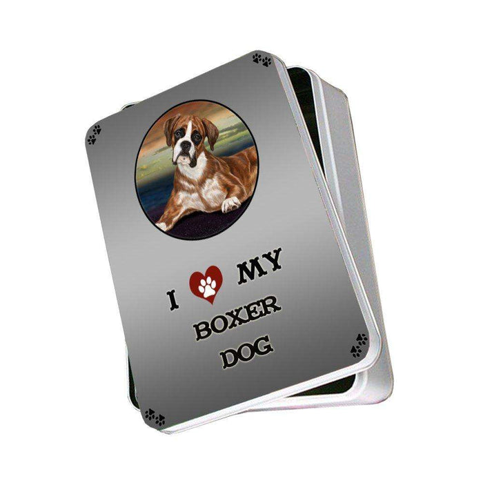 I Love My Boxers Dog Photo Storage Tin