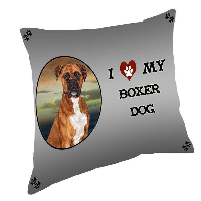I Love My Boxers Dog Throw Pillow