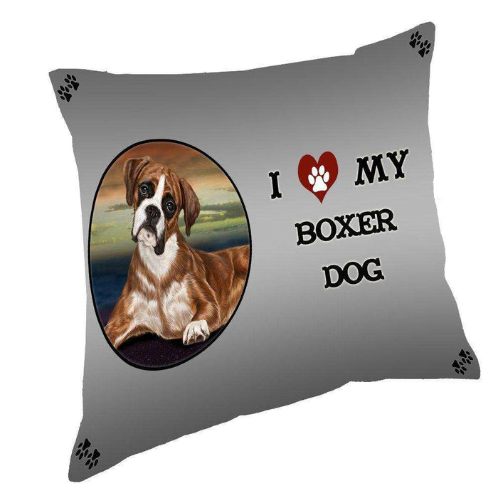 I Love My Boxers Dog Throw Pillow