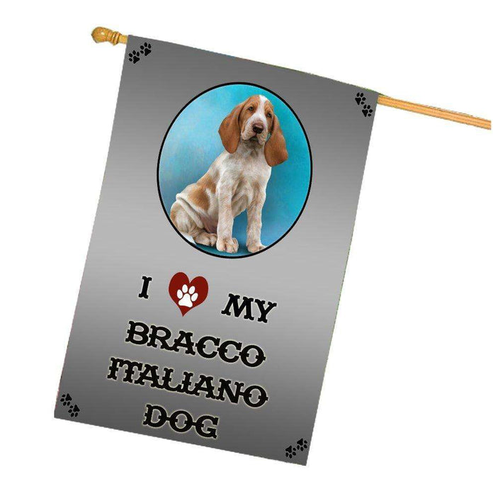 I Love My Bracco Italiano Dog House Flag