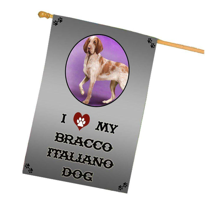 I Love My Bracco Italiano Dog House Flag