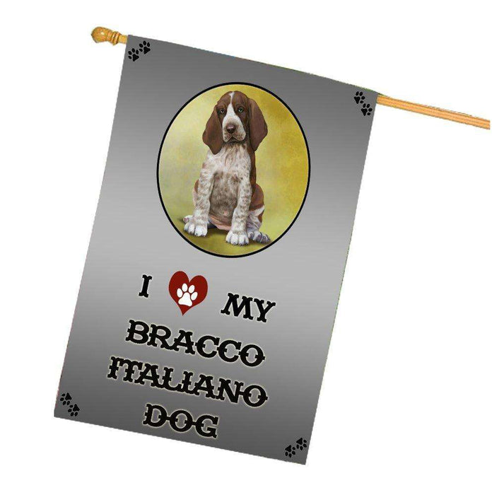I Love My Bracco Italiano Puppy Dog House Flag
