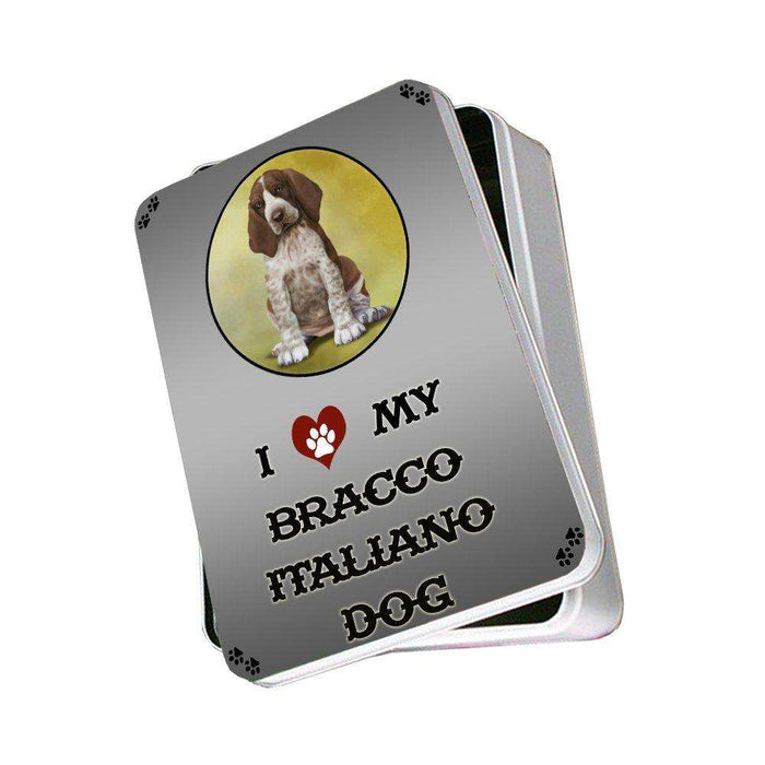 I Love My Bracco Italiano Puppy Dog Photo Storage Tin