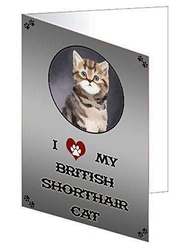 I Love My British Shorthair Cat Handmade Artwork Assorted Pets Greeting Cards and Note Cards with Envelopes for All Occasions and Holiday Seasons
