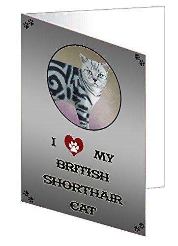 I Love My British Shorthair Cat Handmade Artwork Assorted Pets Greeting Cards and Note Cards with Envelopes for All Occasions and Holiday Seasons