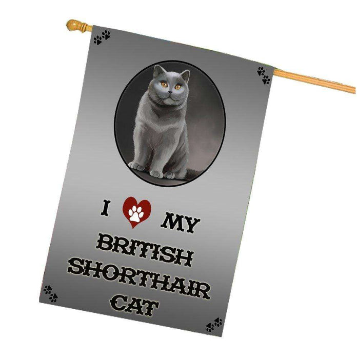 I Love My British Shorthair Cat House Flag