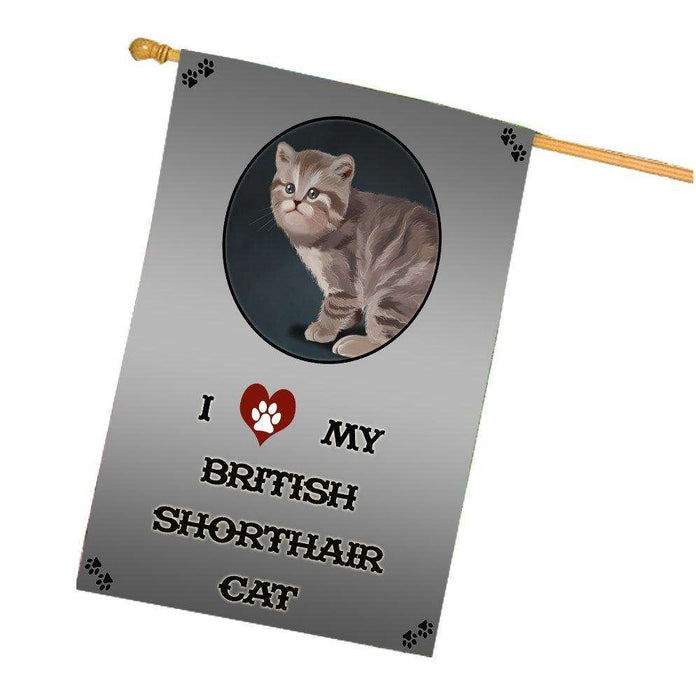 I Love My British Shorthair Cat House Flag