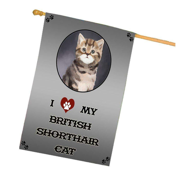 I Love My British Shorthair Cat House Flag