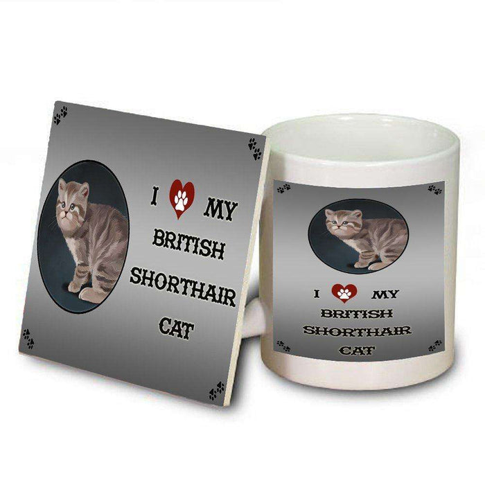 I Love My British Shorthair Cat Mug and Coaster Set